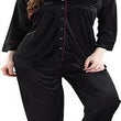 Black Women Solid Shirt & Pyjama set -M