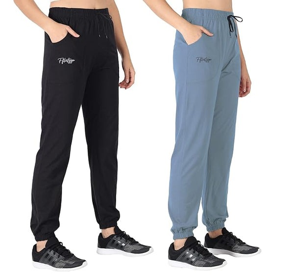 Pk 2 Multi Women Cotton Solid Joggers