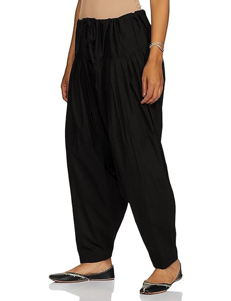 Black Woman Plain Cotton Patiala Salwar