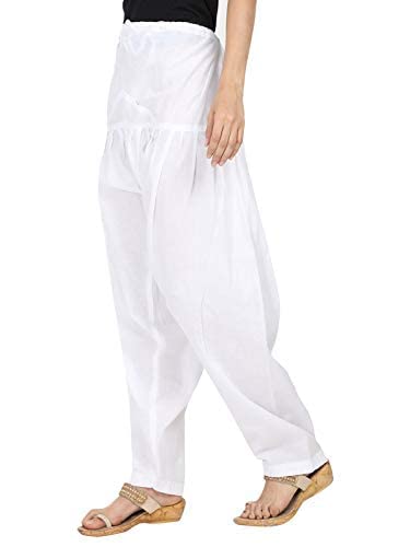 White Woman Plain Cotton Patiala Salwar