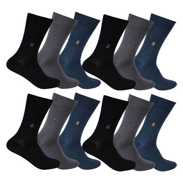 Multicolour Cotton Formal Full Length Socks for Men - Pack of 12