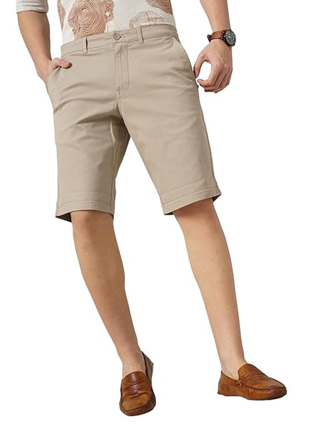 Beige Men Solid Loose Fit Casual Short