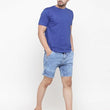 Blue Men Regular Fit Knee Length Denim Shorts