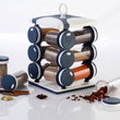 Spice rack with 12 food-grade plastic jars, brown box included