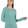 Sea Green Women's Round Neck Full Sleeves Gym T-Shirt