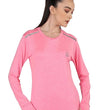 Pink Women's Round Neck Full Sleeves Gym T-Shirt