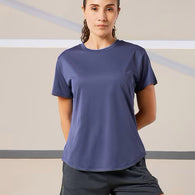 Blue Women Regular Fit Round-Neck T-Shirt