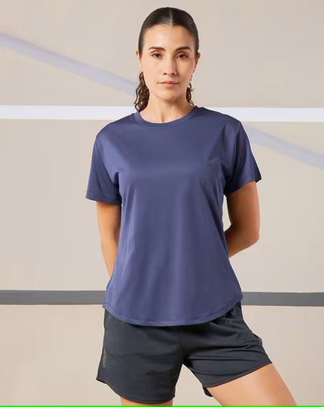 Blue Women Regular Fit Round-Neck T-Shirt