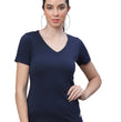 Navy Cotton V-neck T-Shirt