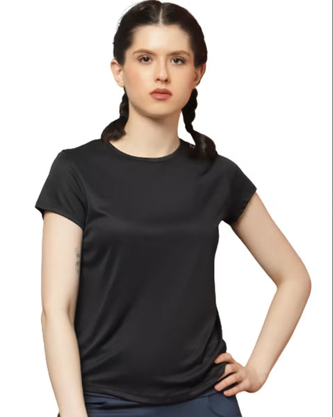 Trendy Black Slim Fit Crew-Neck T-Shirt