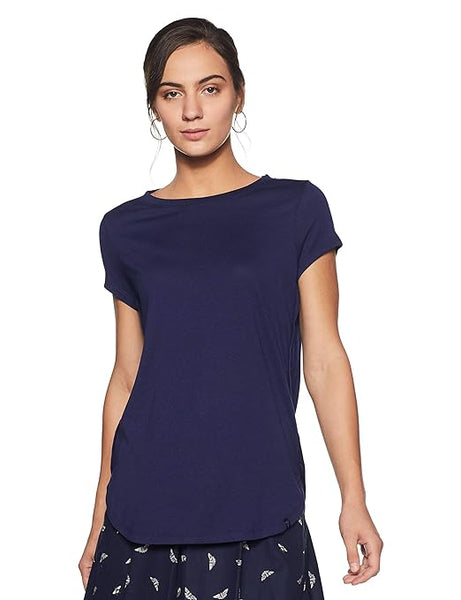 Navy Women Lounge Round Neck T-Shirt