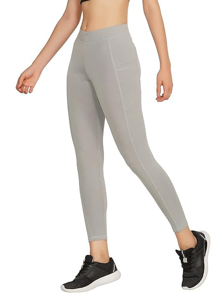 Grey Women Stretchable Ankle Length Slim Fit Workout Gym Tights