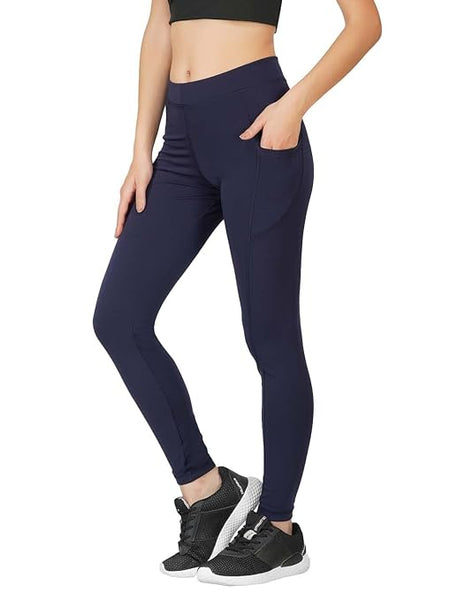 Navy High Rise Stretchable Ankle Length Tights