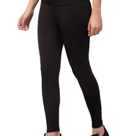 Black Gym Wear Polyester Ankle Length Workout Tights