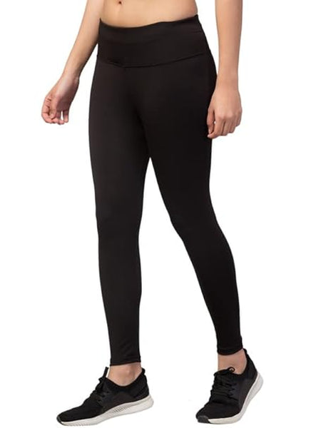 Black Gym Wear Polyester Ankle Length Workout Tights