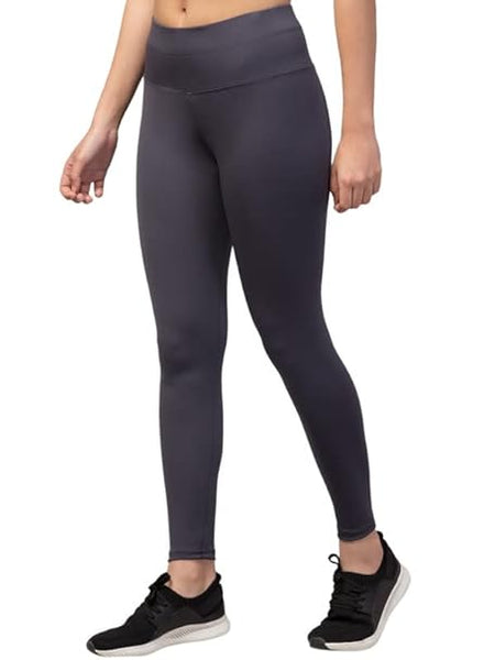 Grey Gym Wear Polyester Ankle Length Workout Tights