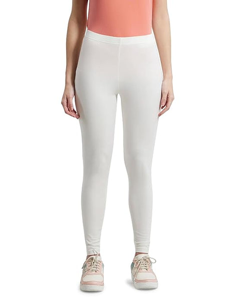 White Women Cotton Stretch Leggings