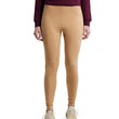 Beige Women Cotton Stretch Leggings