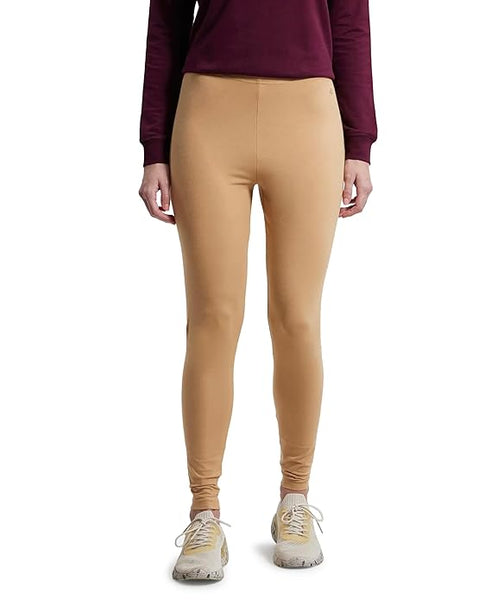 Beige Women Cotton Stretch Leggings