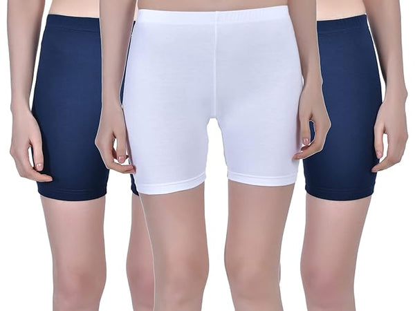 Pack 3 Multi Women Stretchable Knee-Length Shorts