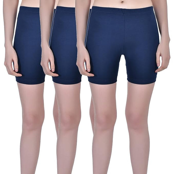 Multi Women Stretchable Knee-Length Shorts Pack 3