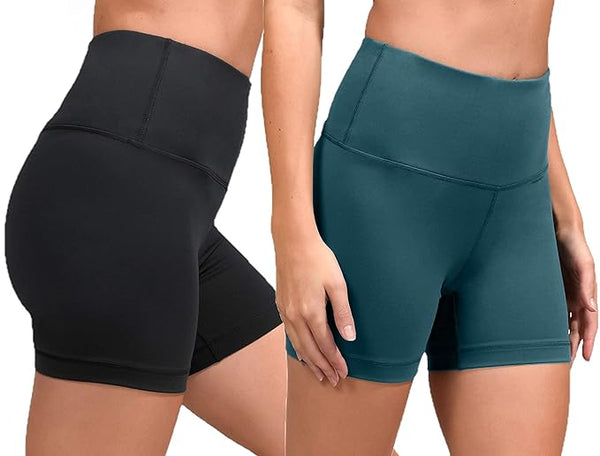 Pk 2 Women High Waist Gym Shorts