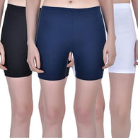 Multi Combo 3 Women Stretchable Knee-Length Shorts