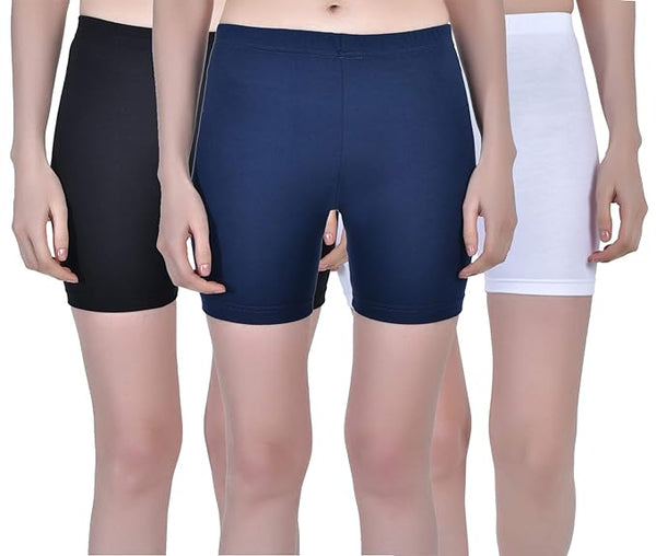 Multi Combo 3 Women Stretchable Knee-Length Shorts