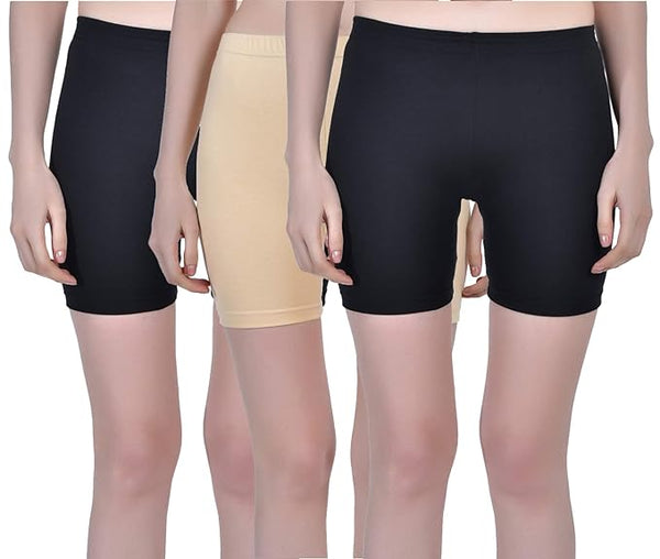 Combo 3 Multi Women Stretchable Knee-Length Shorts