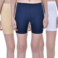 Pk 3 Women Stretchable Multi Knee-Length Shorts