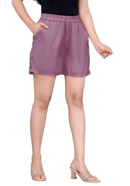 Purple Women Cotton Blend Casual  Shorts