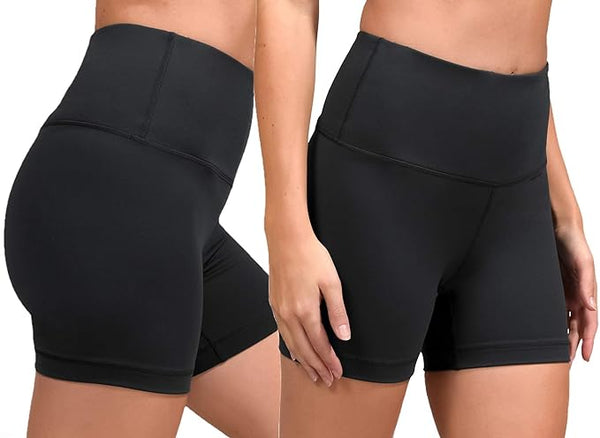 Black Pk 2 Women High Waist Gym Shorts