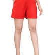 Red Women Cotton Blend Casual  Shorts