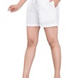 White Women Cotton Blend Casual  Shorts