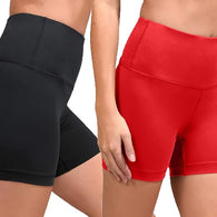 Set 2 Women High Waist Gym Shorts