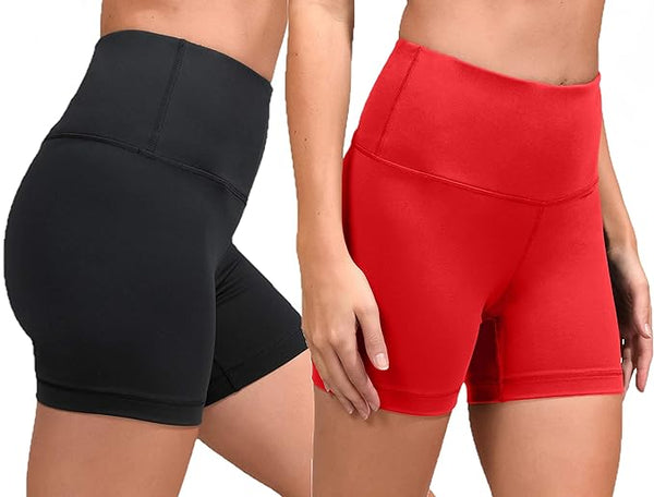 Set 2 Women High Waist Gym Shorts