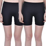 Pk 2 Black Women Stretchable Gym Yoga Shorts