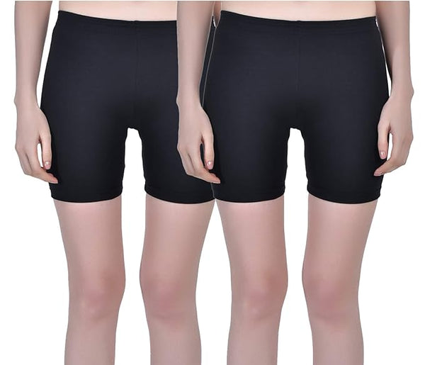 Pk 2 Black Women Stretchable Gym Yoga Shorts