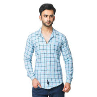 Classy Men Blue Check Printed Shirts