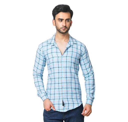 Classy Men Blue Check Printed Shirts