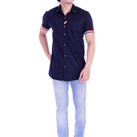 Comfy Cotton Blend Navy Men Regular Shirts