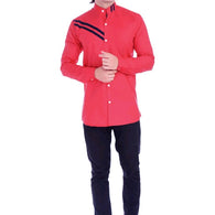 Comfy Red Cotton Blend Men Regular Shirts