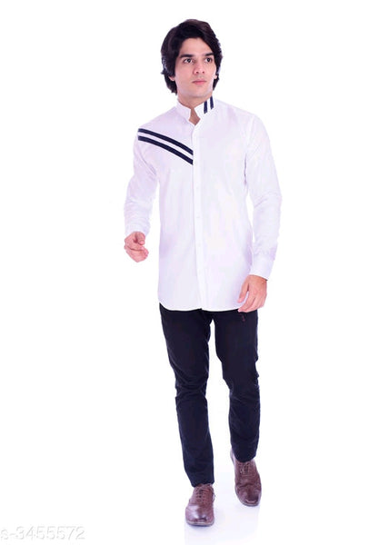 Comfy Cotton Blend Men  White Regular Shirts