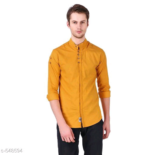 Orange Cotton Casual Shirts