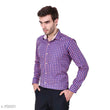 Fashionable Purple Check Cotton Fancy Shirts