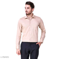 Fashionable Beige Cotton Fancy Shirts