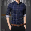 Classy Navy Cotton Checkered Men Shirts