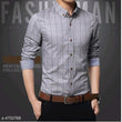 Classy Grey Cotton Checkered Men Shirts