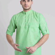 Trendy Cotton Green Roll up Sleeve Men Shirts