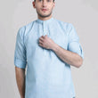 Trendy Cotton Blue  Roll up Sleeve Men Shirts